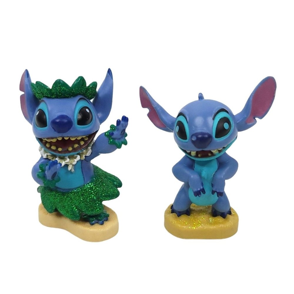 Disney Stitch 2" Mini Figure Collectible Toy Cake Topper Hula Figurine Lot Of 2